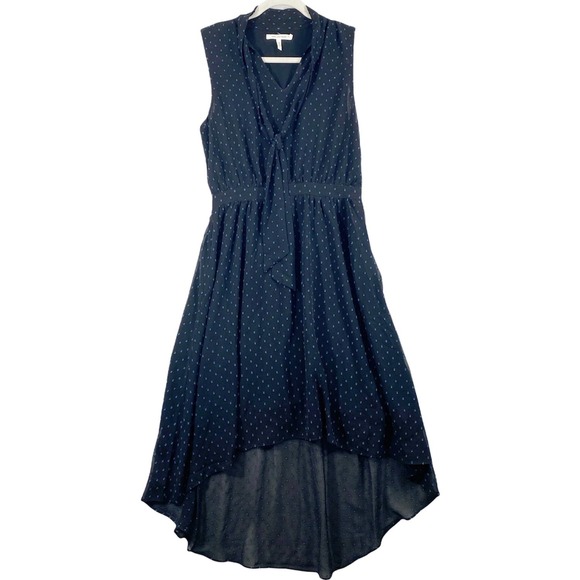 Avec Les Filles Dress Small Black Swiss Polka Dot High Low Chiffon Womens - Picture 2 of 10